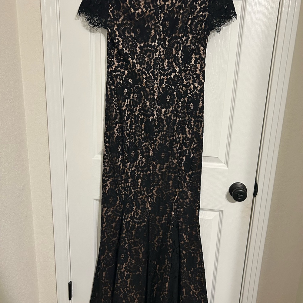 Eliza J Black Lace Maxi Dress with Nude Underlay - Picture 4 of 6